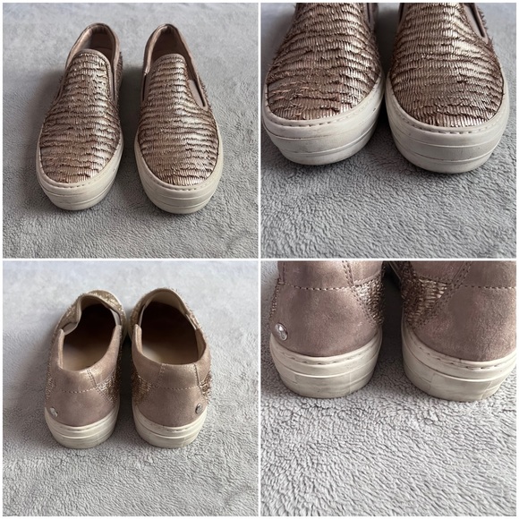 AGL Attilio Giusti Leombruni Textured Fringe Leather Slip-On Sneakers Platinum - Picture 4 of 13